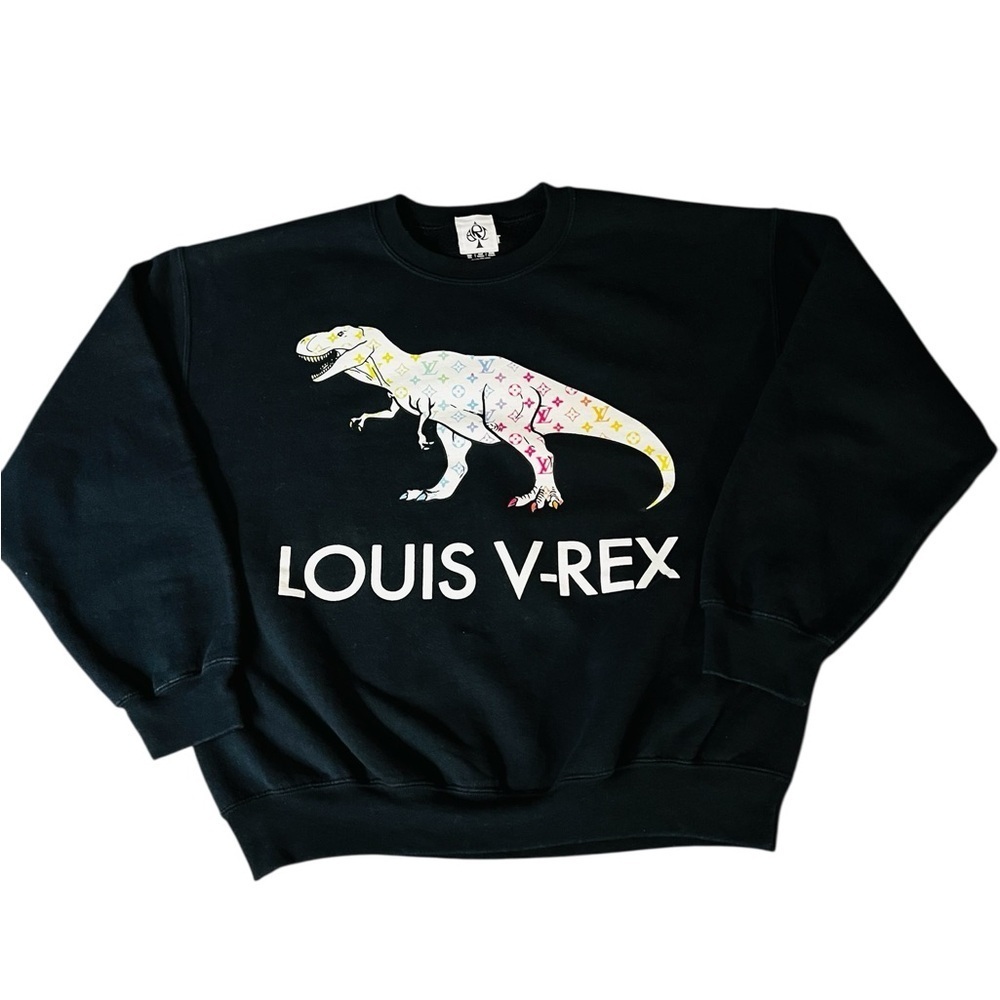 Black Sweatshirt with Louis V-Rex Graphic Men’s Size Large
